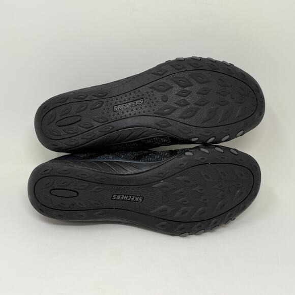 Skechers Breathe Easy Slip Ons Relaxed Fit Womens Sz 7 1/2 Black Sporty - Picture 13 of 16